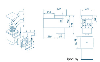 0-Скиммер универсальный V=25л удлиненный, АТ int 2", пленка