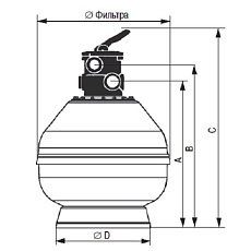 1-Фильтровальная емкость Vesubio 450 mm, с верхним вентилем