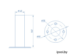 0-Стакан крепления лестницы, фланец t=3 мм, АТ плитка