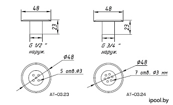 0-Форсунка аэромассажная АТ ext 1/2'', плитка 0-Форсунка аэромассажная АТ ext 1/2'', плитка