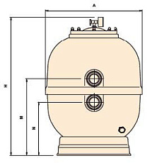 0-Фильтровальная емкость Lisboa D500, 9м3/час, с боков. вентилем