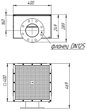 0-Донный слив DN125, 400х400 (AISI 316L), АС
