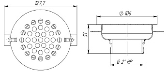 0-Слив переливного лотка, плитка (AISI 316L), АС