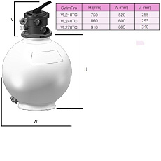 0-Фильтровальная емкость SwimPro VL240T (D600), с верхн. подкл.