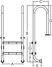 0-Лестница NMU315-SR, AISI 316, 3 ступ.