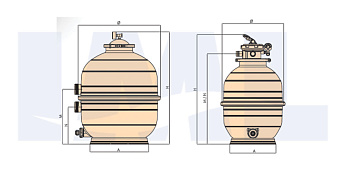 0-Фильтровальная емкость Mediterraneo D400,6м3/ч,с бок.подключ.