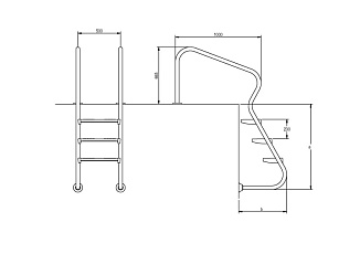 0-Лестница Easy Access 4 ст (AISI-316), для ш.б.
