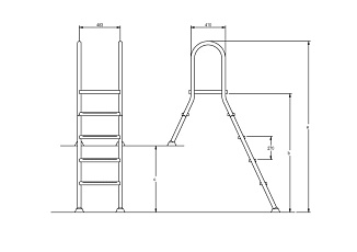 0-Лестница двухсторонняя 1+4 ст. ESC PNS (AISI-304)