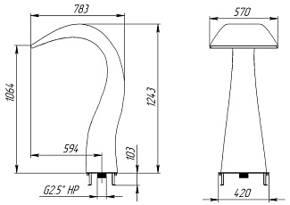 1-Водопад "Русалка 600" Змеиная кожа, АС