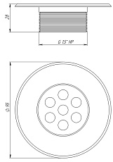 0-Форсунка донная прямоточная, плитка (AISI 316L), AC