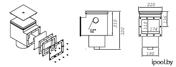 0-Скиммер под плитку V=15л, АТ int 2", плитка