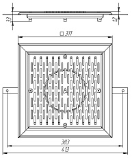 0-Решетка донного слива 300х300, плитка (AISI 316L), АС